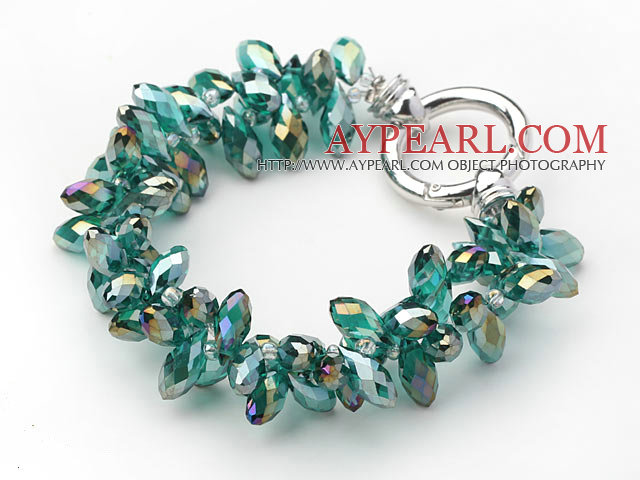 New Design Zwei Reihen Dark Green Tropfen Crystal Bracelet