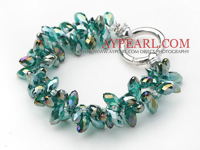 New Design Two Rows Dark Green Drop Crystal Bracelet