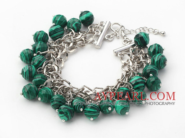 Green Series 10mm круглый малахитовый зеленый браслет с металлической цепью