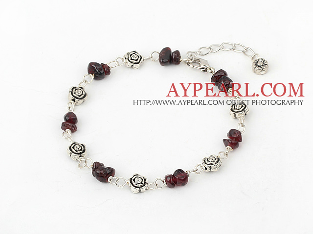 simple and fashion garnet bracelet with lobster clasp