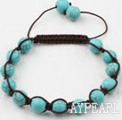 8mm Burst Pattern Turquoise Weaved Beaded Drawstring Bracelet with Adjustable Thread