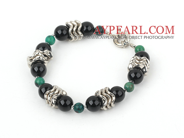 7 inches phoenix stone and black agate bracelet with moonlight clasp