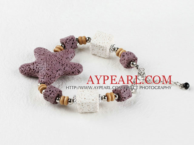 lovely style colorful volcanic starfish stone braceet with extendable chain