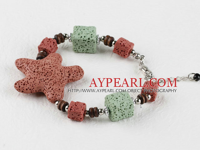 minunat stil de colorat vulcanice braceet stea de mare de piatră cu lanţ extensibil