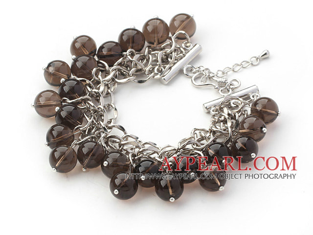 Brown Series 10mm Round Smoky Quartz armbånd med Metal Chain