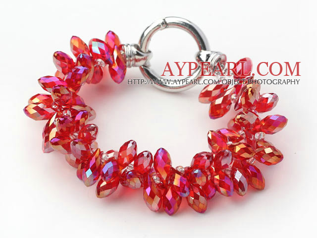 New Design Two Rows Red Drop Crystal Bracelet