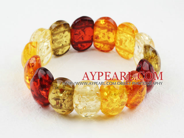 Multi Color Imitation Amber Elastic Bangle Bracelet