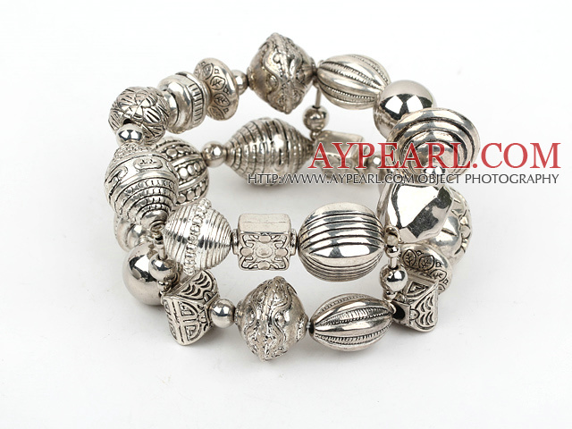 Fashion Acrylic Imitation Ccb Silver Like Engraved Charm Bracelet