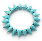 Simple Style Blue Green Color Turquoise Punk Bullet Stretch Bangle Bracelet