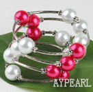 7,5 pouces blanc et rouge perles de coquillage 12mm Bracelet