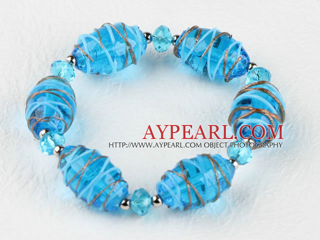 elastische 7,5 Zoll blau farbige Glasur und Kristall Armband