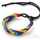 Fashion Style Multi Color Wish Thread Adjustable Woven Bracelet with Black Cord