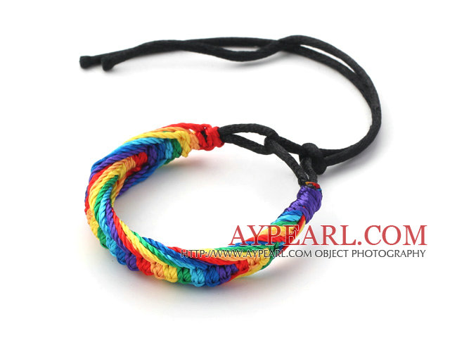 Fashion Style Multi Color Merkzettel Thema Einstellbare gesponnenes Armband mit schwarzer Schnur