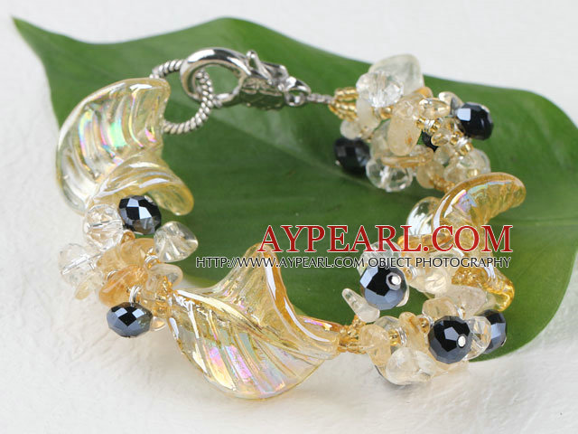 7.5 inches colored glaze and citrine bracelet with lobster clasp