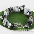 7.5 inches colored glaze and pearl bracelet with lobster clasp