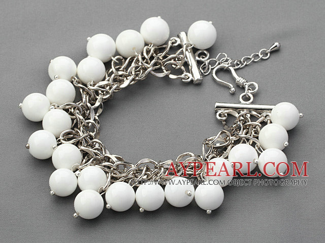 White Series 10mm Weißes Porzellan Stein Armband mit Metall-Kette