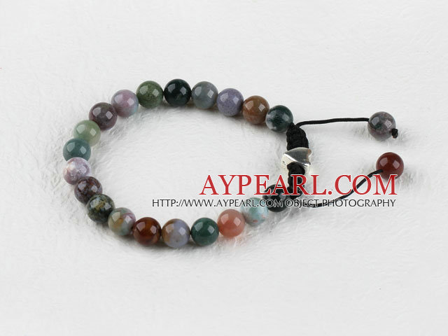 8mm india agate bracelet avec la chaîne extensible