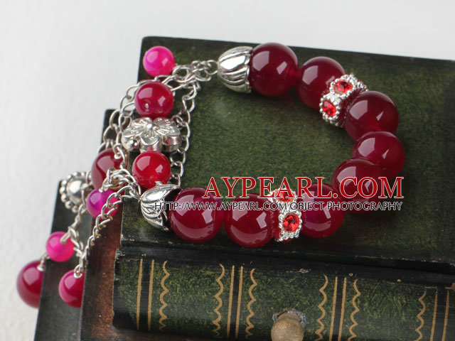 vidunderlig rose farge agat armbånd med uttrekkbare kjeden