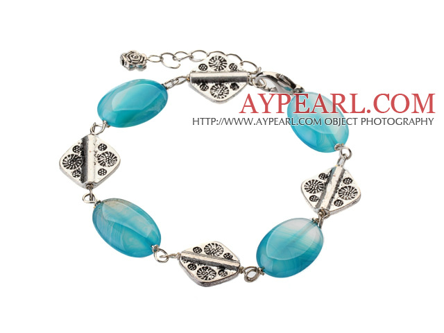 Perse, l'agate tibet bracelet à breloques en argent avec une chaîne extensible