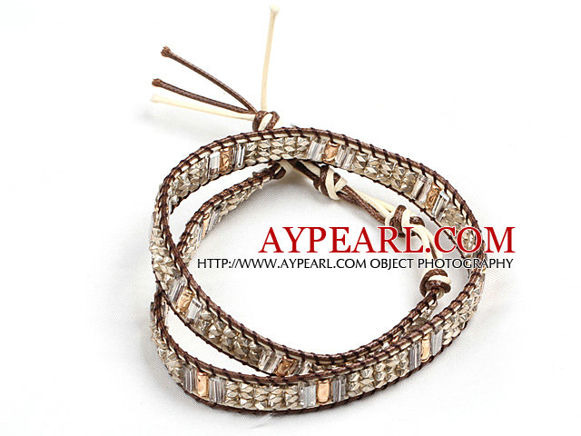 Fashion Style Champagne Crystal pärlor Wrap Bangle Armband