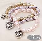 3 pcs Beautiful Dyed Multi Color Baroque Freshwater Pearl Bracelet with Nice Accessory