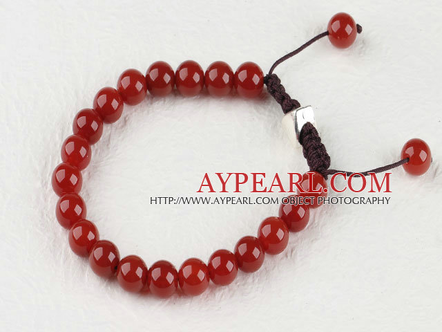 7.5 inches 8mm red agate brecalet with extendable chain