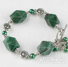 green pearl and jade bracelet with toggle clasp