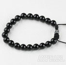 7.5 inches 8mm black agate brecalet with extendable chain