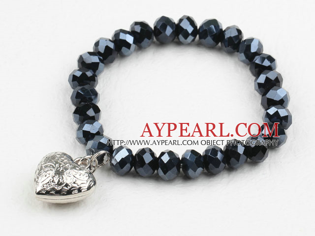 Simple Design Black Crystal Elastic Bangle Bracelet
