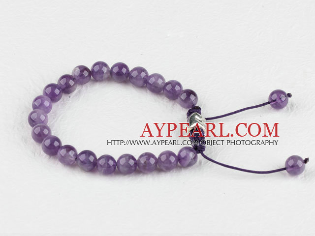 7.5 inches 8mm amethyst beads bracelet with extendable chain