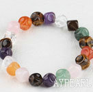 7.5 stretchy inches multi farge gemstone armbånd