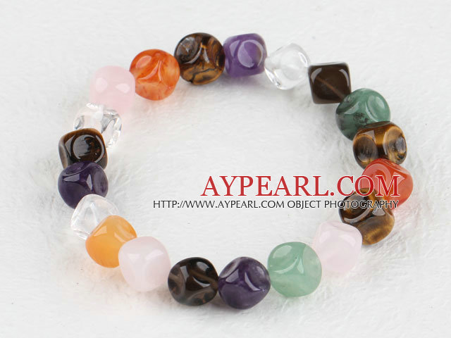 7.5 stretchy inches multi farge gemstone armbånd