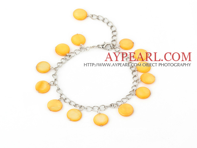 11mm light yellow round shell bracelet with extendable chain