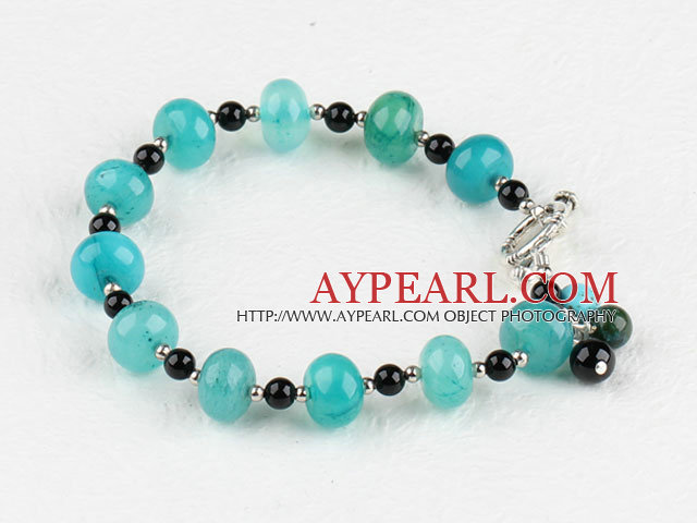 black agate and blue jasper bracelet with moonlight clasp
