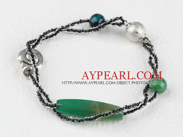 7,5 pouces et un bracelet d'agate en argent tibet charme