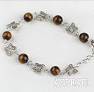 7.5 inches tiger eye butterfly charm bracelet with extendable chain