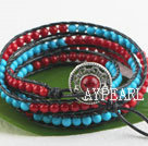 Turquoise and coral personalized wrap bracelet