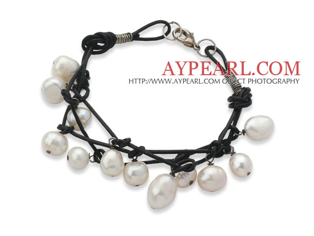 7,5 inches handgjorda vita sötvatten pärla armband