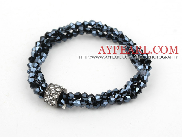 elastic style 7.5 inches three strand crystal bracelet with rhinestone