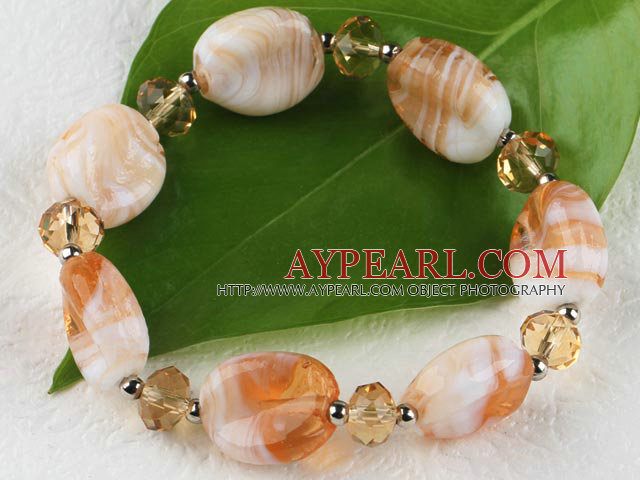 7.5 inches elastic colored glaze and yellow crystal bracelet