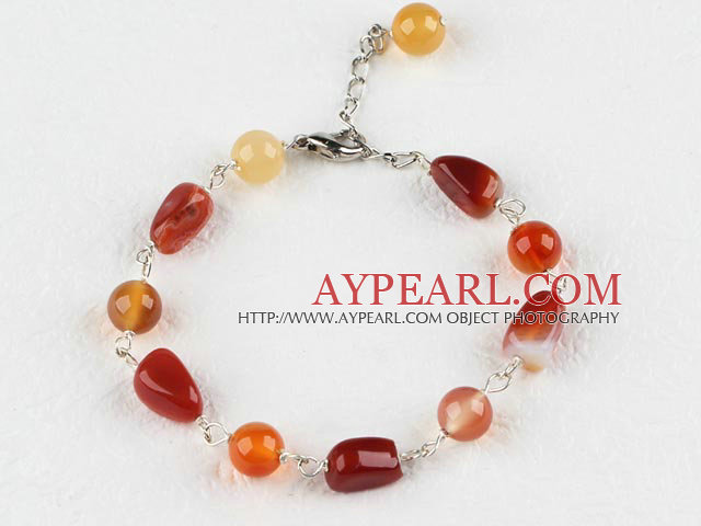 7,5 pouces bracelet original en agate de couleur avec la chaîne extensible