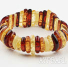 Multi Color forme longue Imitation Direction Ambre Bracelet élastique