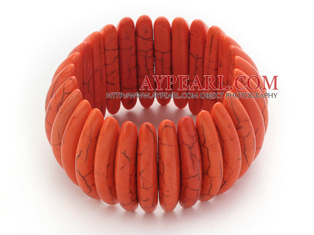 Classic Design Long Spike Shape Orange Turkos Stretch Bangle Armband