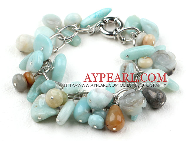 Assorted Amazon Stone Bracelet with Bold Style Metal Chain