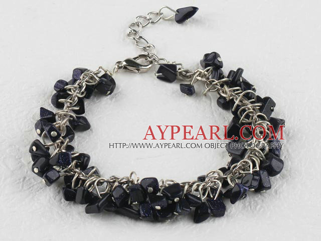 6-7mm blue sandstone bracelet with extendable chain