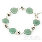 full heart 14mm aventurine tibet silver bracelet with extendable chain