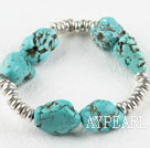 Turquoise and small metal loop elastic bracelet