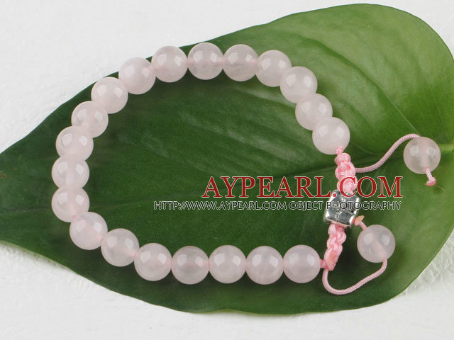 Single strand round rose quartz Woven bracelet