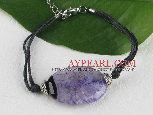 Simple style purple agate stone bracelet with adjustable chain