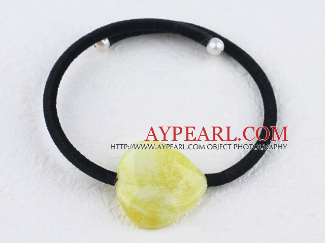 Simple style heart shape lemon stone bracelet with black cord